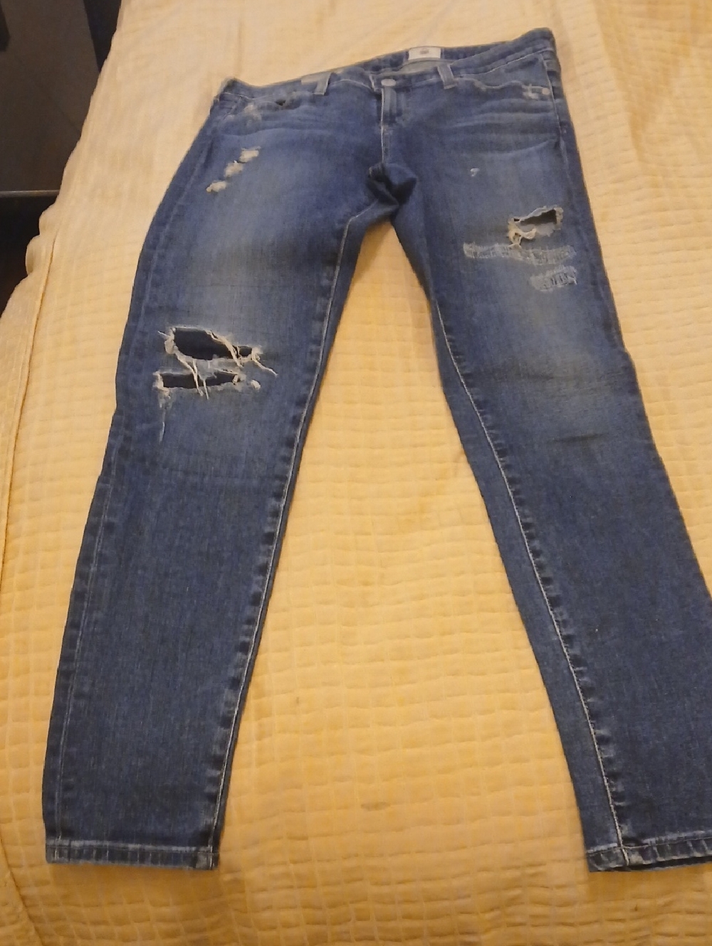AG Adriano Goldschmied Distressed Dark Blue Skinny Jeans